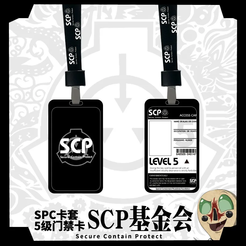 SCP Special Containment Procedures Foundation Credit Card Holder Set PVC Bus IC Case Pendant Necklace Keychain Cosplay Prop Gift