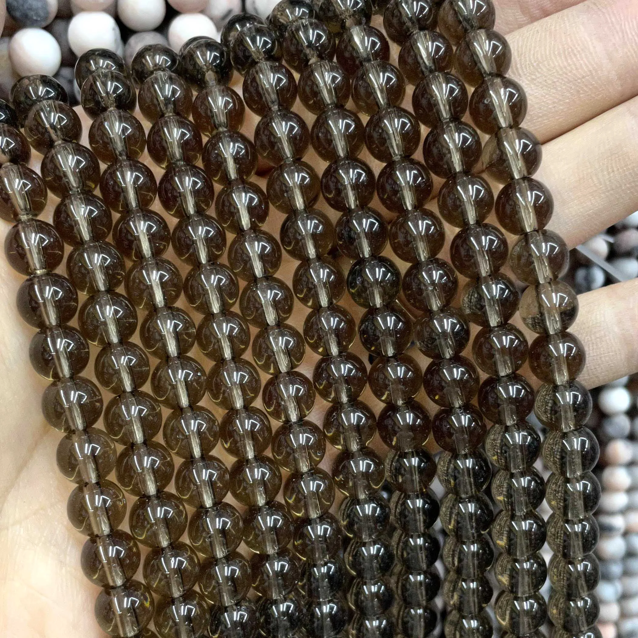 Naturstein bunte Granat rot Bernstein gelb olivgrün Glas Kristall runde lose Perlen für Schmuck machen DIY Armband – Detail 8