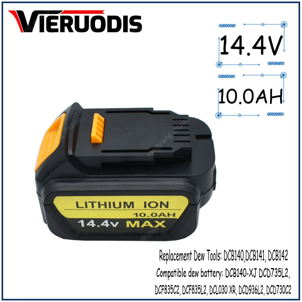 for Dewalt 14.4V 10.0AH/6.0AH power tools battery DCB140 DCB141 DCB142 DCD735L2 DCF835C2 DCF835L2 DCL030 lithium-ion battery