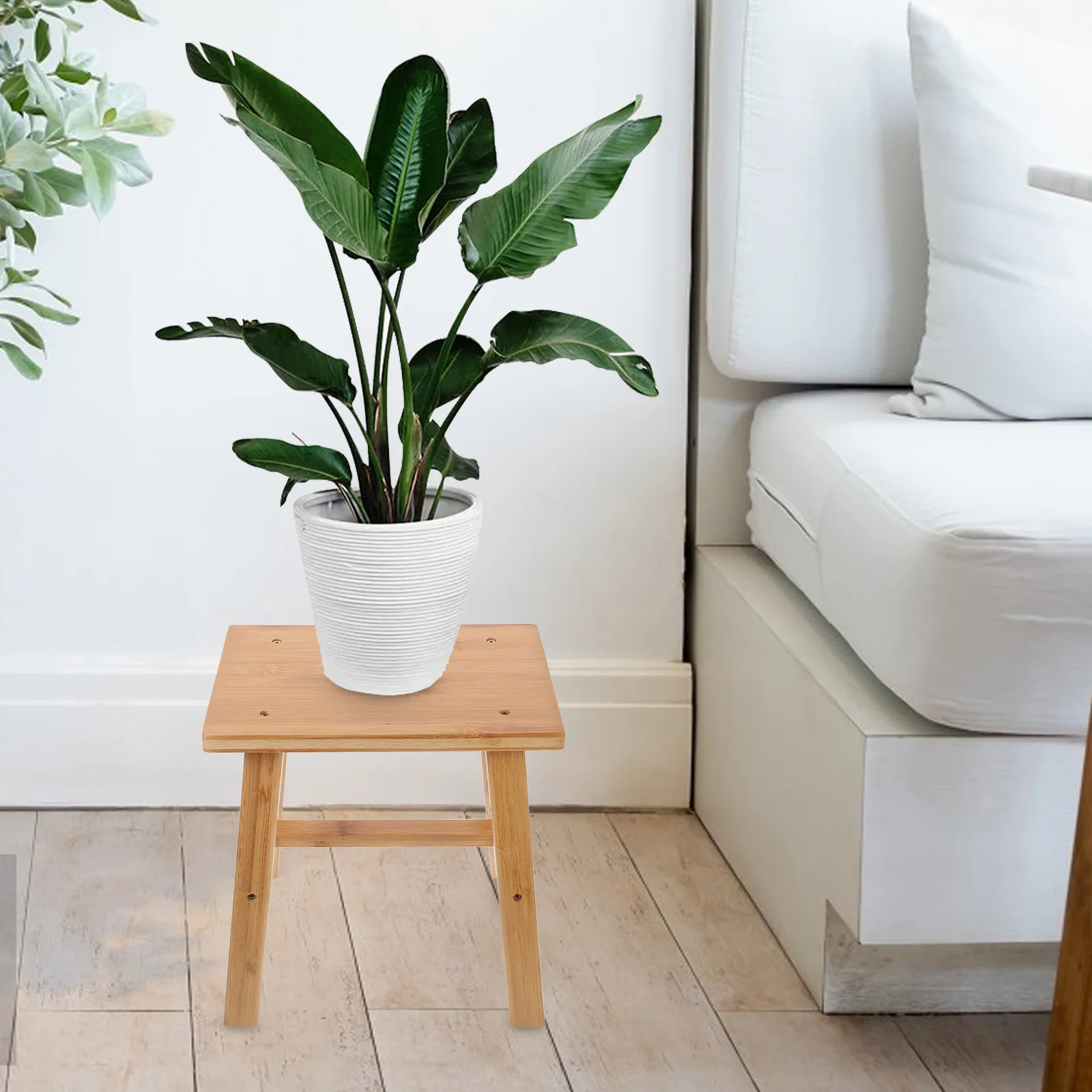 ไม้ไผ่ไม้ MINI สตูลขนาดเล็กรองเท้าเปลี่ยน Bench เก้าอี้อุปกรณ์ห้องน้ํา Plant ST Home Decor
