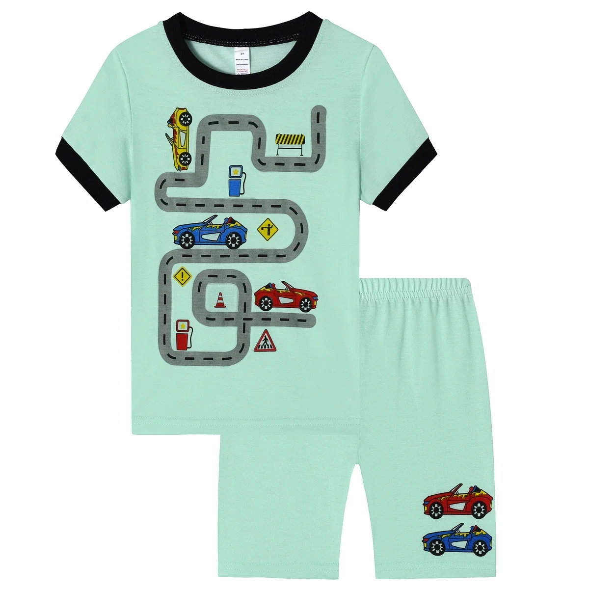 conjunto-de-pijama-infantil-masculino-com-estampa-de-corrida-retardante-de-chamas-modelo-1615-com-camiseta-de-manga-curta-e-shorts-adequado-para-meninos-de-2-a-9-anos