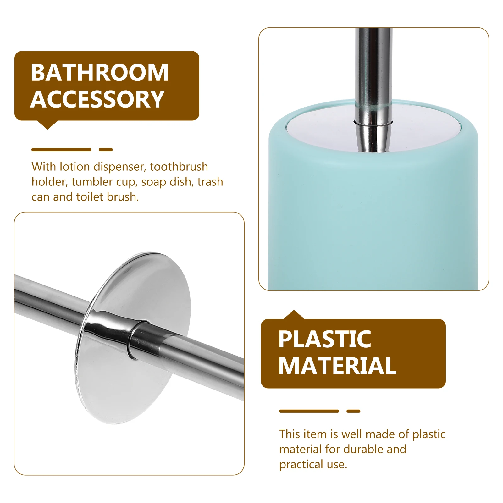 

6pcs Plastic Bathroom Accessory Set Non-Toxic Odorless Contemporary Design Lotion Dispenser Toothbrush Holder Tumbler