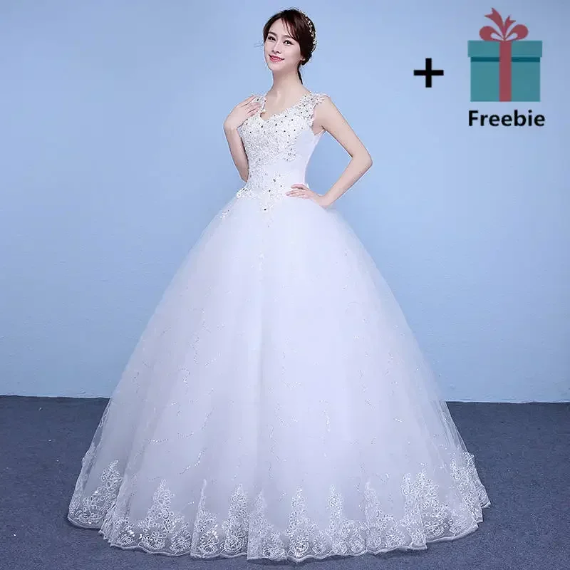 Bling lantejoulas bordado com decote em v vestidos de casamento barato até o chão princesa branco noiva vestidos de baile novia xn177