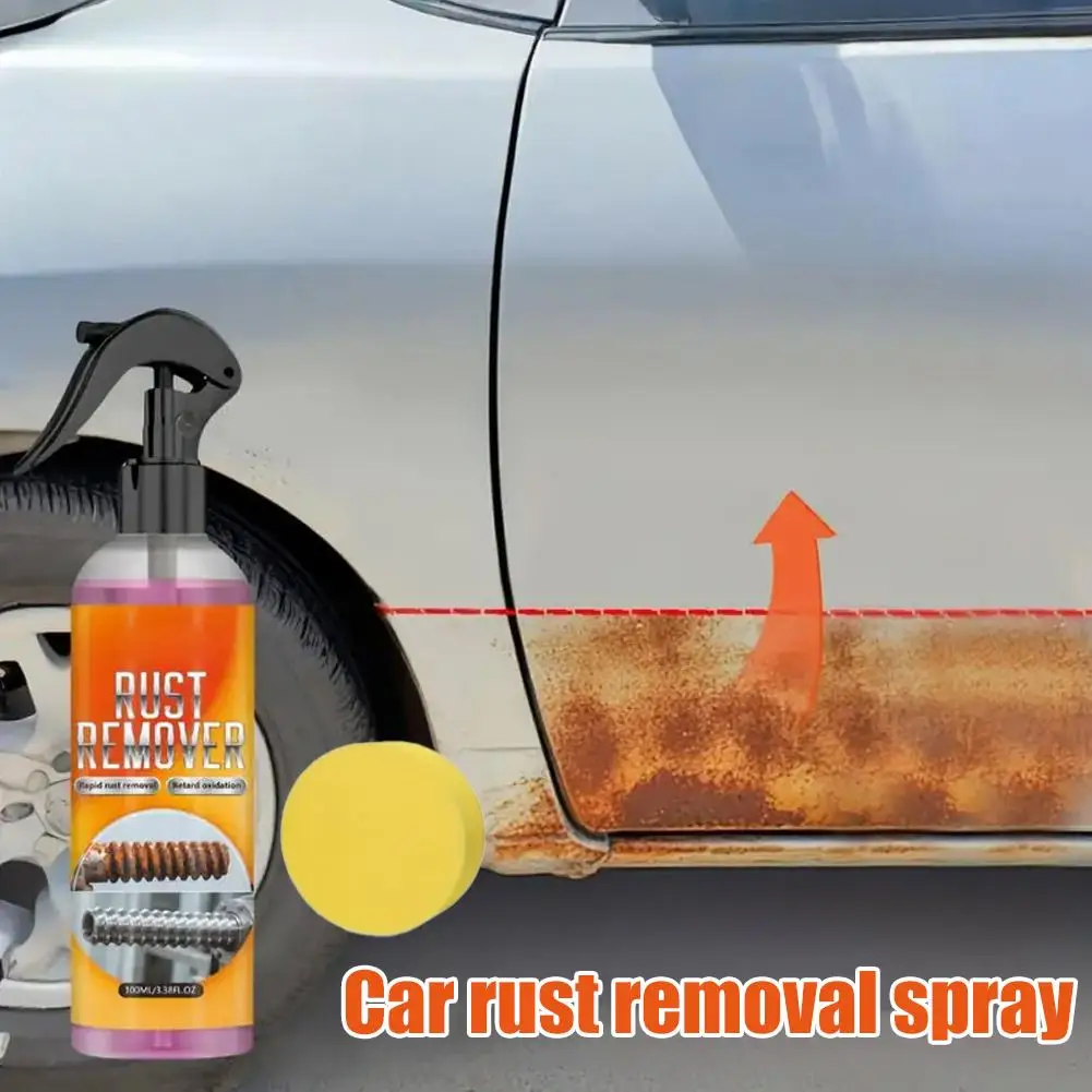 100ml Car Rust Remover Spray Quick Acting Effective Metal Rust Dissolver Cleaner With Sponge Car Chassis Screw Brake Hub Care