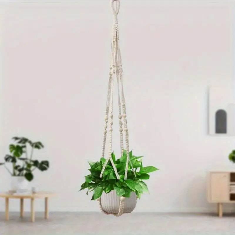 1pc Mesh Plants Are Sturdy Woven Flower Baskets Gardening Handmade Cotton Rope Hanging Pots