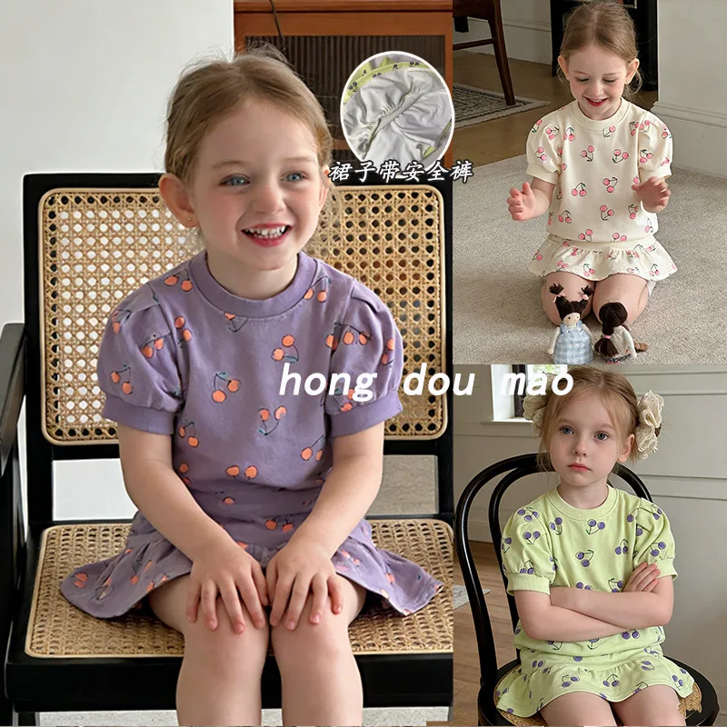 

Новинка 2026: Детский повседневный комплект одежды с коротким рукавом для девочек, состоящий из топа и короткой юбки