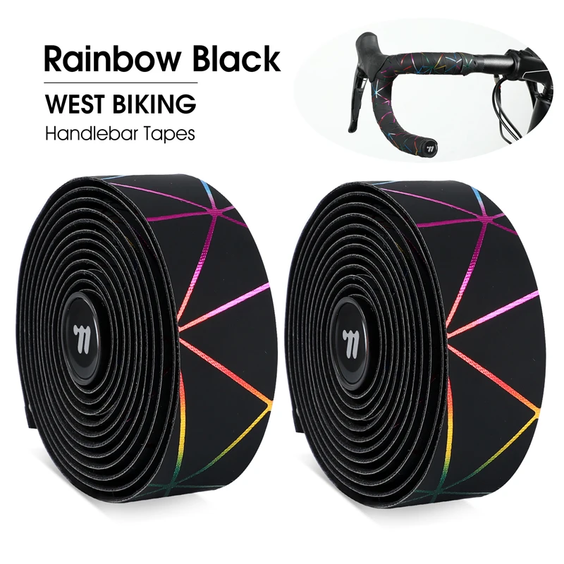 WEST BIKING Fahrradlenkerband, weiches EVA-PU-Fahrradlenkerband, professionelles Radfahren, Dämpfung, Anti-Vibrations-Wrap mit 2-Bar-Steckern