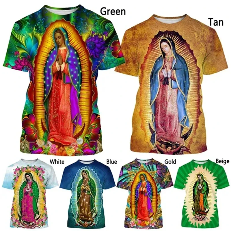 New Fashion Guadalupe Virgin Mary Of Mexico 3D Printing T-shirt Unisex Fresh Casual Short-sleeved T-shirt Classic Tee Apparel