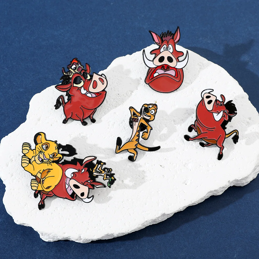

1 Set The Lion King Enamel Pins Cartoon Simba Pumbaa Timon Metal Brooch Badge Fashion Jewellery Clothes Backpack Accessory Gift