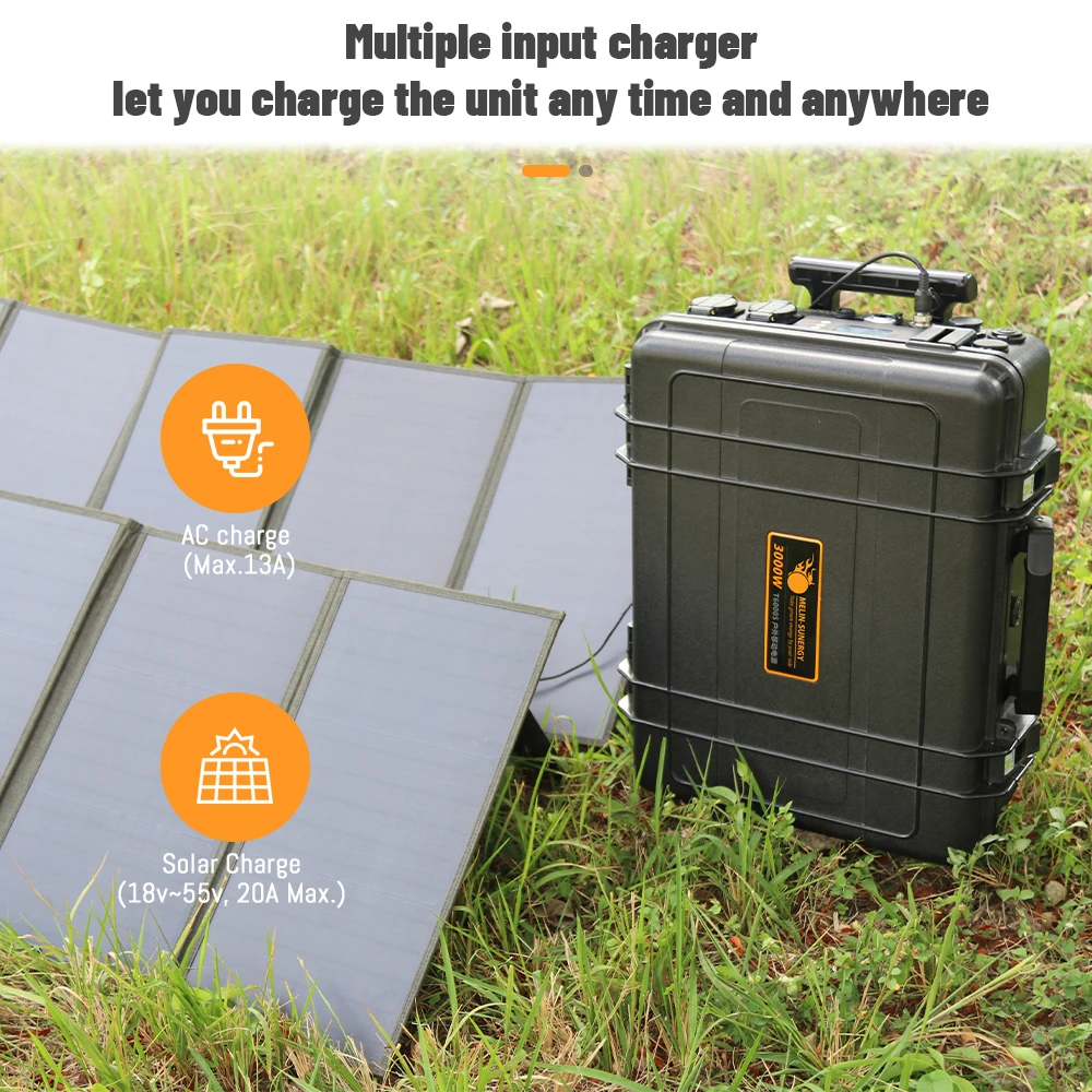 All-in-One 3000 Watt Solar Panel Wind Kit Flexible Price Replacement Lithium Generator Inverter Two 110 Outlets Car Power Supply