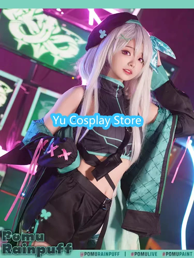 Pomu Rainpuff Cosplay Costume Women Cute Party Suit Coat Top Skirts Vtuber Clothing Halloween Carnival Uniforms Custom Made