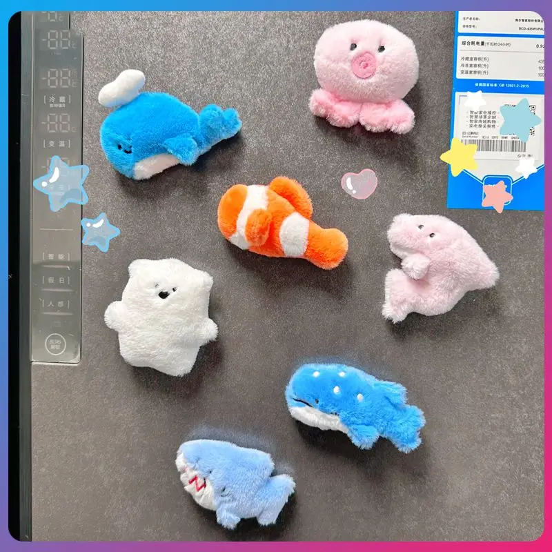 Cute Plush Fridge Magnets Sea Animal Blind Bag Japanese Exquisite Craftsmanship Decorative Magnetic Sticker Home Accessories