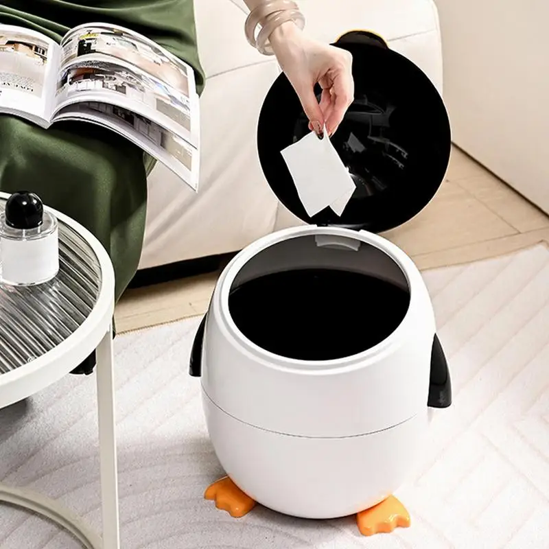 Animal Trash Can Cartoon Waste Bin For Kids Room Penguin Trash Bin Desk Garbage Can Animal Shaped Trash Can Wastebasket For Car