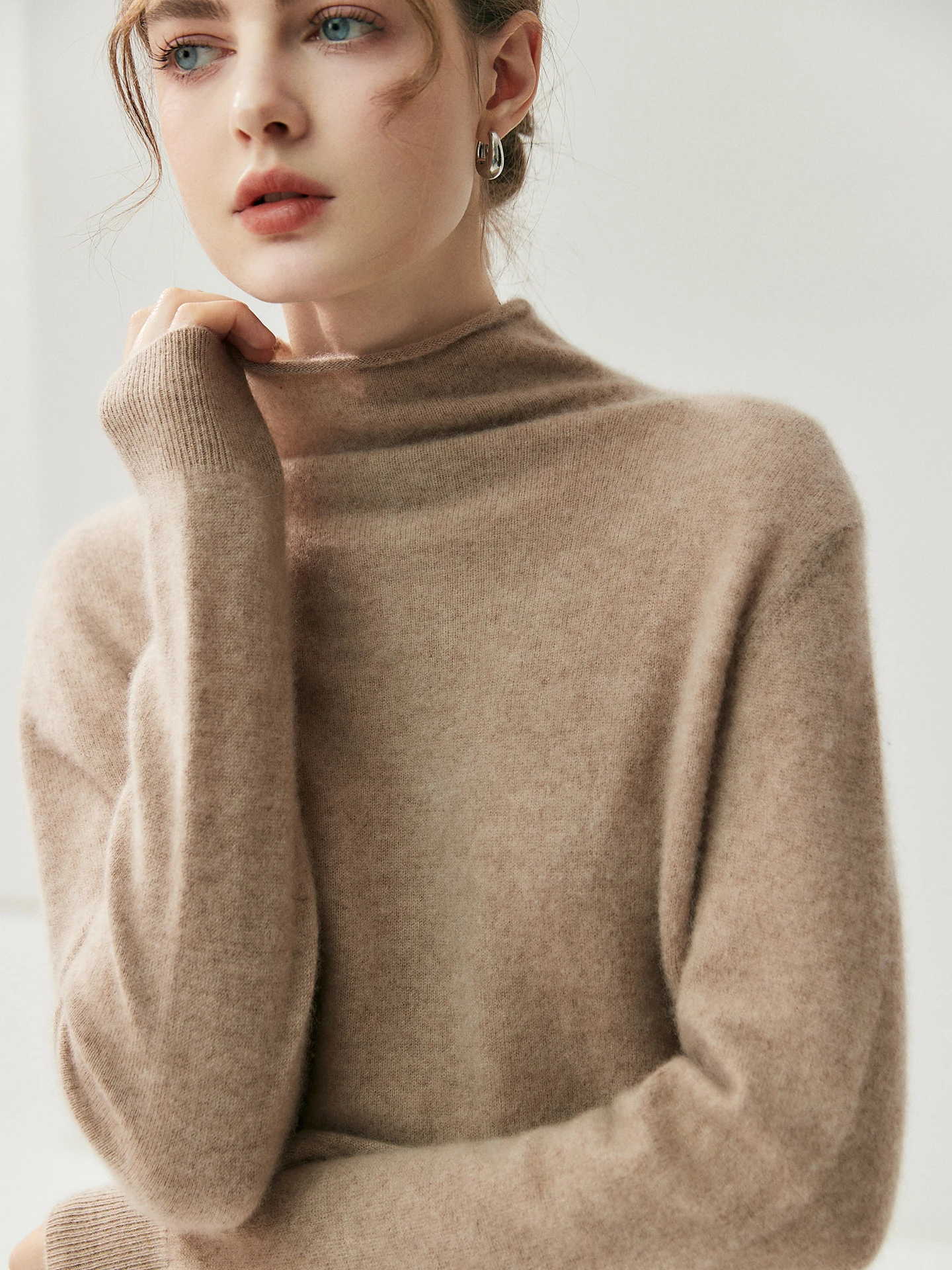 سترة Heen النسائية المحبوكة ذات الياقة العالية المفتوحة الناعمة لكاميرا الأطفال سترة فضفاضة ذات قاعدة مزدوجة الجوانب ملابس غير رسمية طويلة...