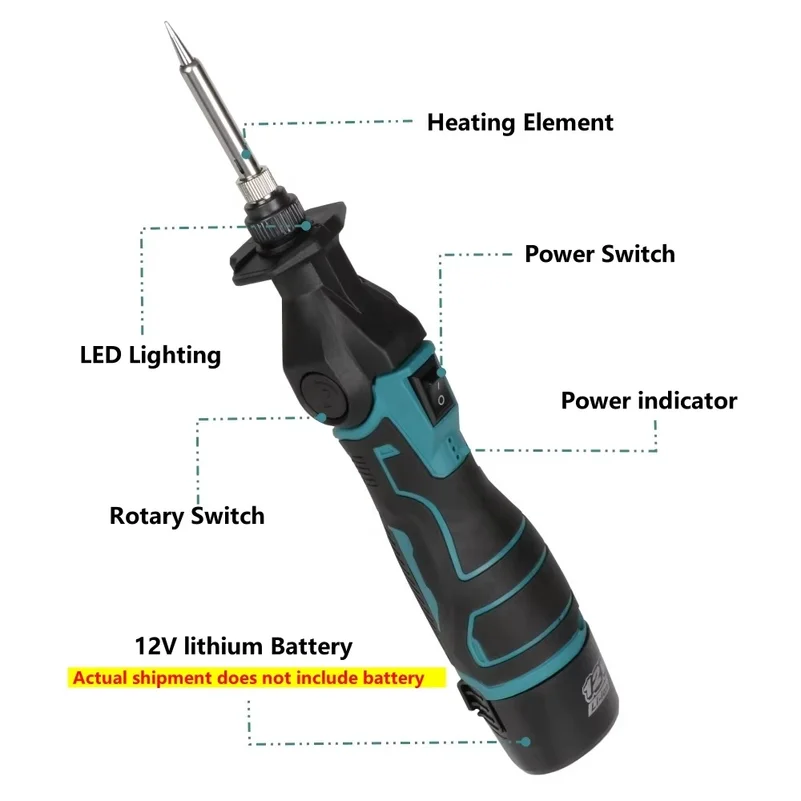 Cordless Electric Soldering Iron Rechargeable Wireless Welding 30W 400℃ For 12V Makita Battery Lithium Repair Tools