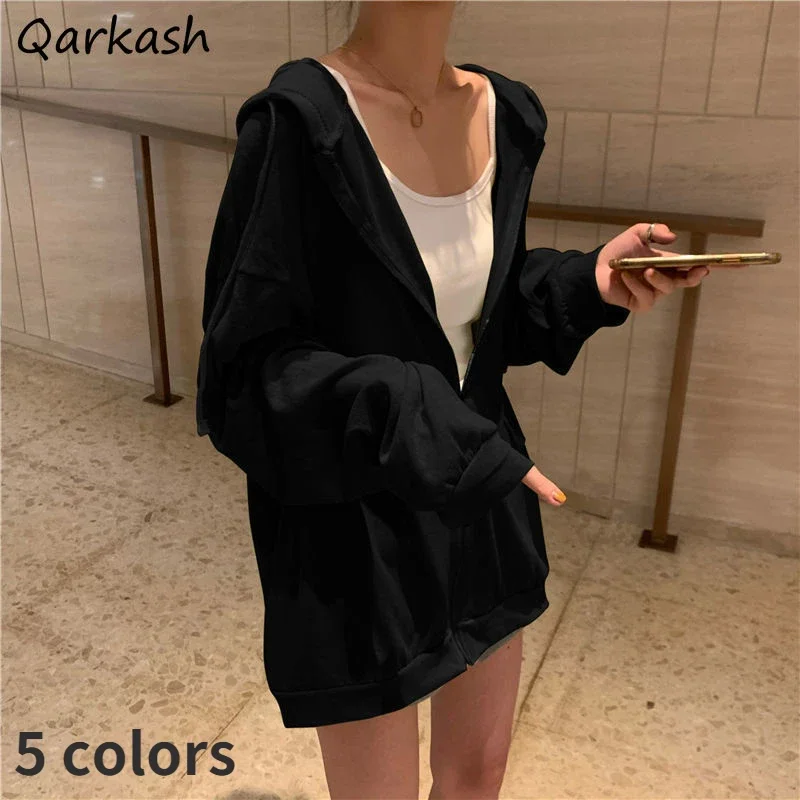 Basic Jackets Women with Hat Solid Loose Ulzzang Simple Classic Sun-proof M-4XL Students Couple Leisure Soft Sweet New All-match