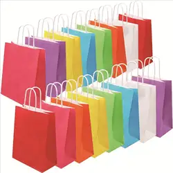 10PCS Colorful Paper Bags with Handles Multi Size Gift Bags For Small Business Retail Shopping Party Favor Bags