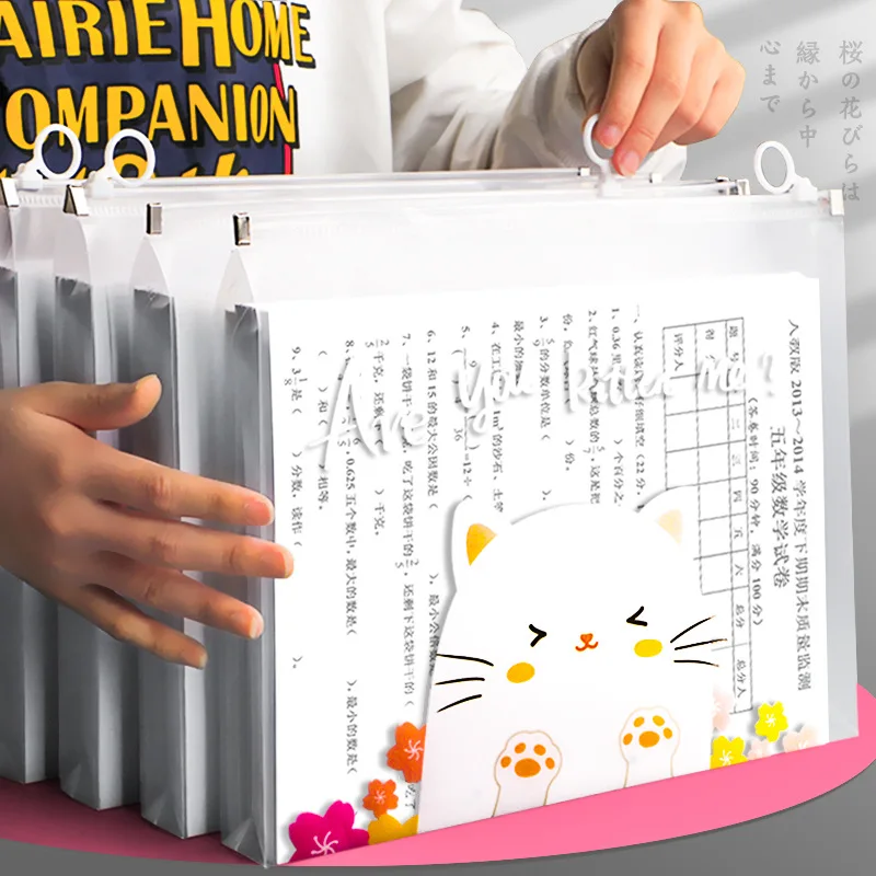 A4 File Folder 4Pcs/Pack Zip Pocket File Storage Bags Transparent PP Waterproof File Folder