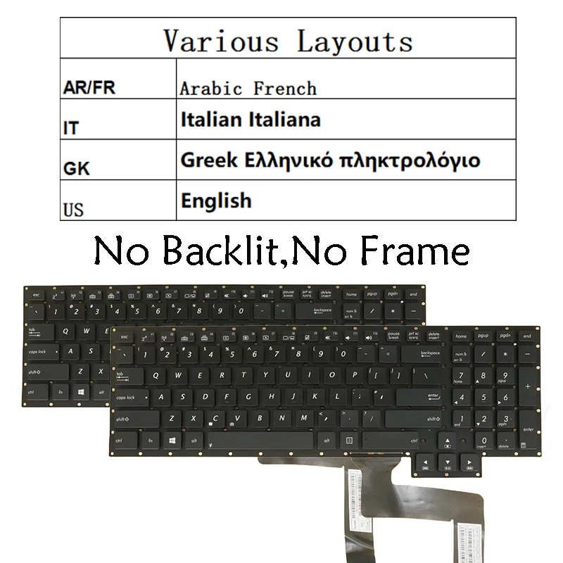 Laptop Keyboard for ASUS G750J G750JH G750JM G750JS G750JW G750JX G750JY G750JZ GFX70JS GFX70JZ US Arabic French Italian Greek