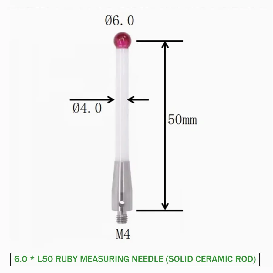 CNC machine probe M4 Renishaw ruby ceramic measuring needle solid ceramic rod A-5000-3709/3712 6.0mm