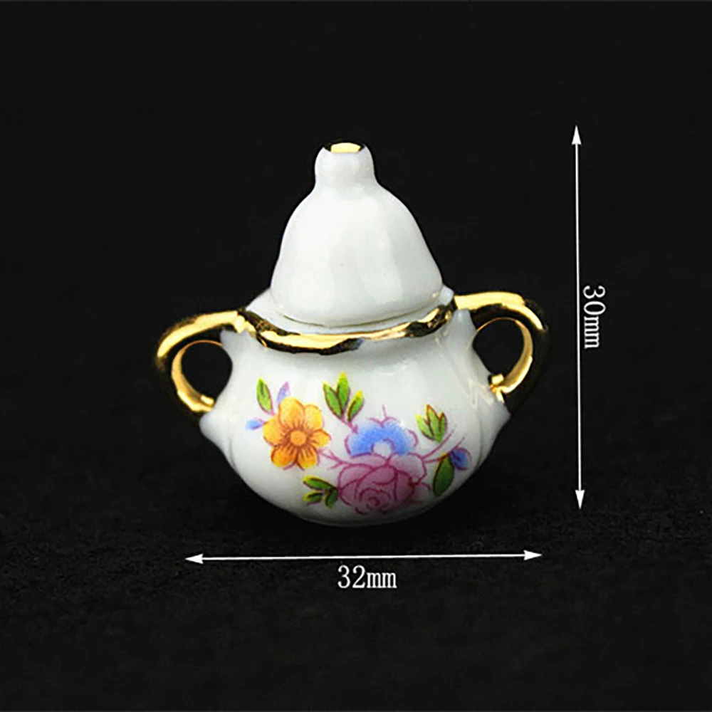 1/12 Dollhouse Miniature Ceramic Tea Set  Mini Teapot Cup Plate Model Toy for Doll House Accessories Decoration ob11 bjd