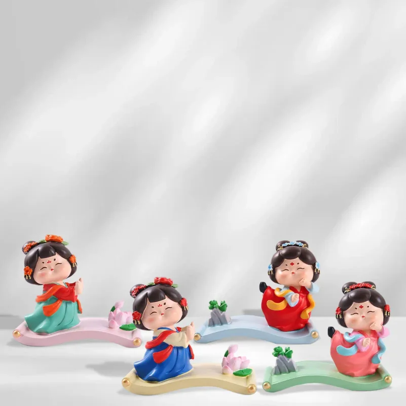 

Tang Dynasty Girl Figurine Phone Holder Collectible Decorative Figure Sculpture for Tabletop Office Shelf Living Room Home Decor