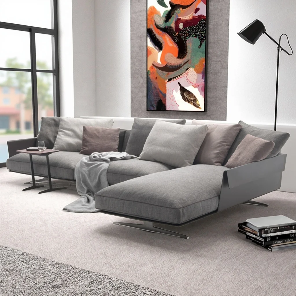 Contemporary L-Shape Modular Sofa Sectional for Home Living Room Stainless Steel Leg Set Couch & Sofa