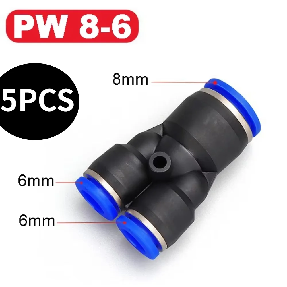 Pneumatic High Pressure Quick Connector PW Tee Fitting Reducing Push In Fitting for Air Tube