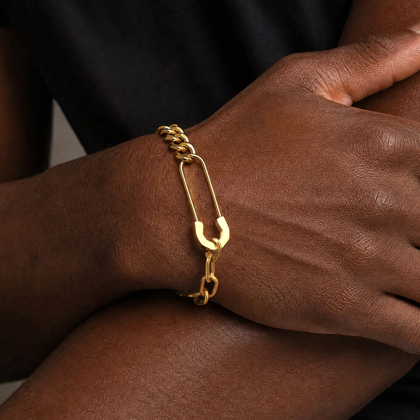Bracelet Vnox pour homme, maillons cubains et trombones, en acier inoxydable, chaîne mixte, bijoux hip-hop punk, cadeau pour homme, accessoires masculins