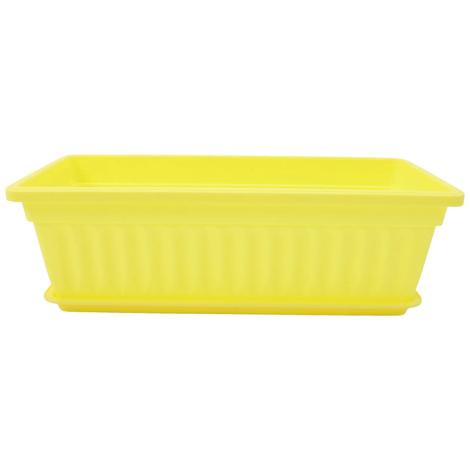 

2 Sets Plants Planting Pot Vegetable Planter Rectangular Flowerpot Artificial Plastic Boxes Yellow Container Tray