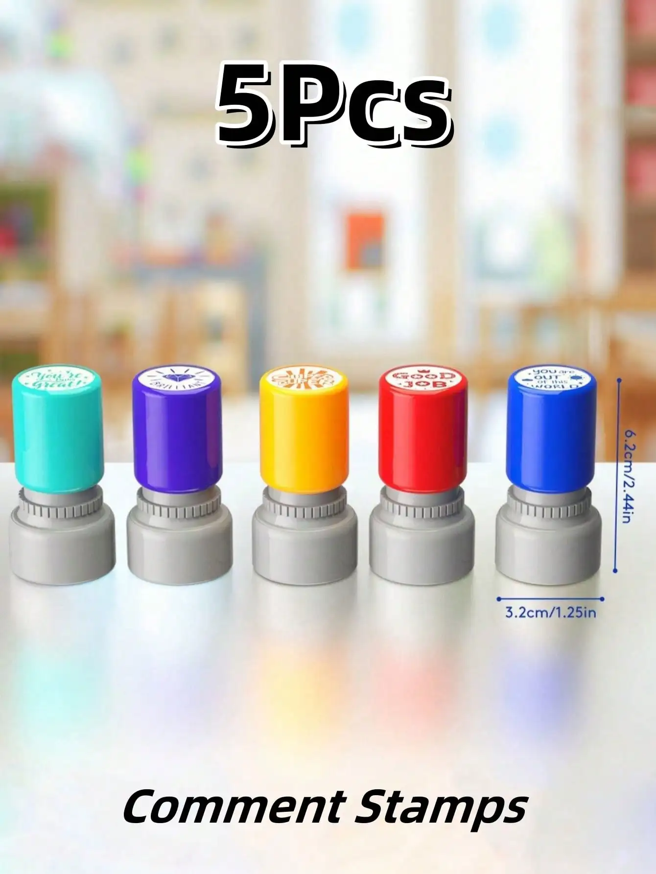 5pcs Teacher Comment Stamp Set, Automatic Ink Encouragement & Behavior Seal for School Supplies