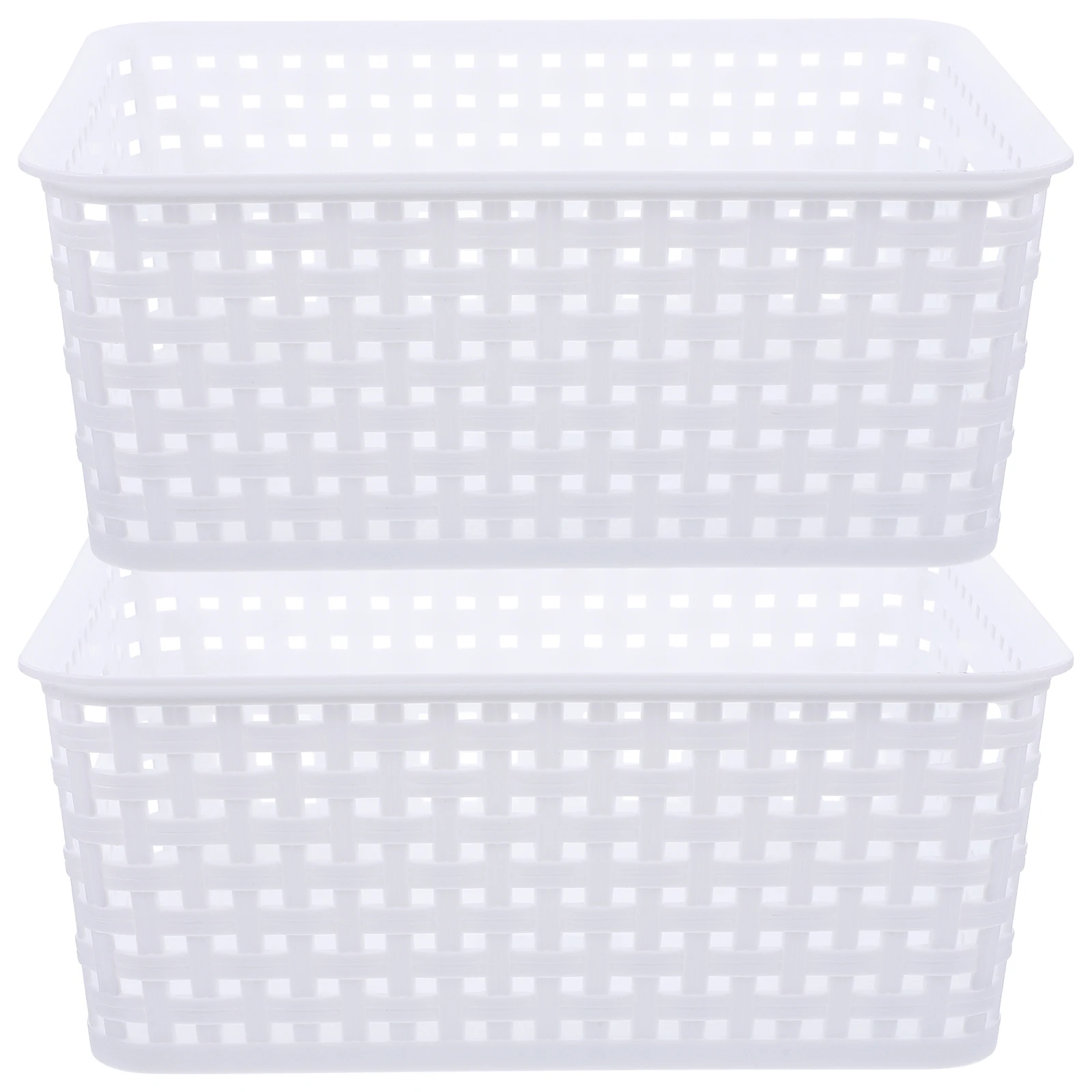 

2Pcs Storage Baskets PP Material Kitchen Home Organization Plastic Bins Space Saving Case White Color Small Size