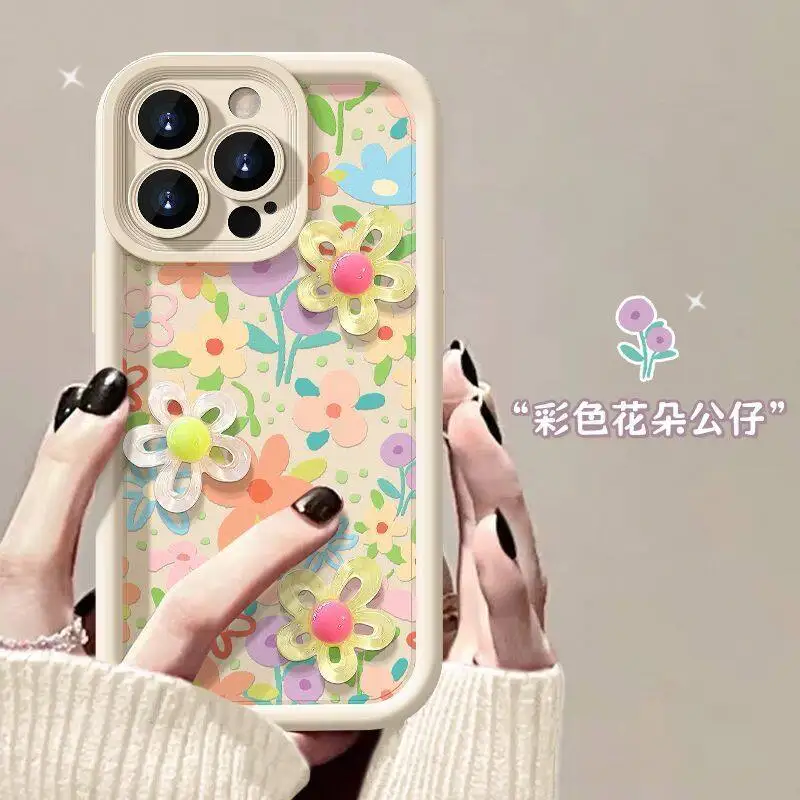 إنز حالة النمط الكوري مع نمط زهرة 3d ، جراب لـ xiaomi poco x3 pro f3 x5 x4 gt f5 f4 m3 m6 pro mi 11 lite 5g ne 12t 14 pro