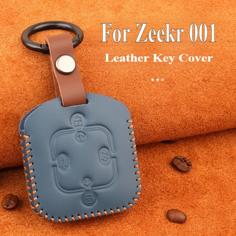 

For Zeekr 001 Car Smart Key Fob Case Cover High End Genuine leather Protective Shell Keychain Auto Accessories