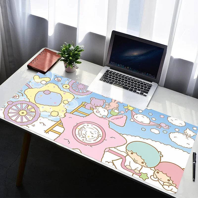 

Mouse Pad PC Non Slip Rubber Mousepad Laptop Gamer Cabinet Keyboard Pad Office Computer Gaming L-little Twin Star Desk Mouse Mat