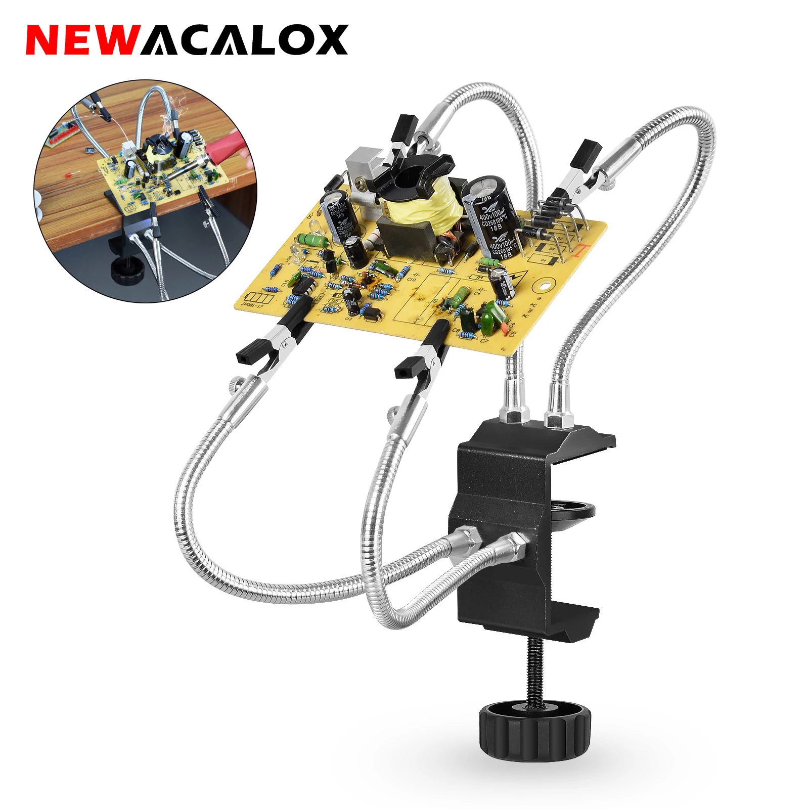 NEWACALOX Bộ Hàn Giá Đỡ Kẹp Bàn PCB Kẹp Cá Sấu Đa Hàn Giúp Tay Bàn Tay Thứ Ba Công Cụ Hàn Sửa Chữa