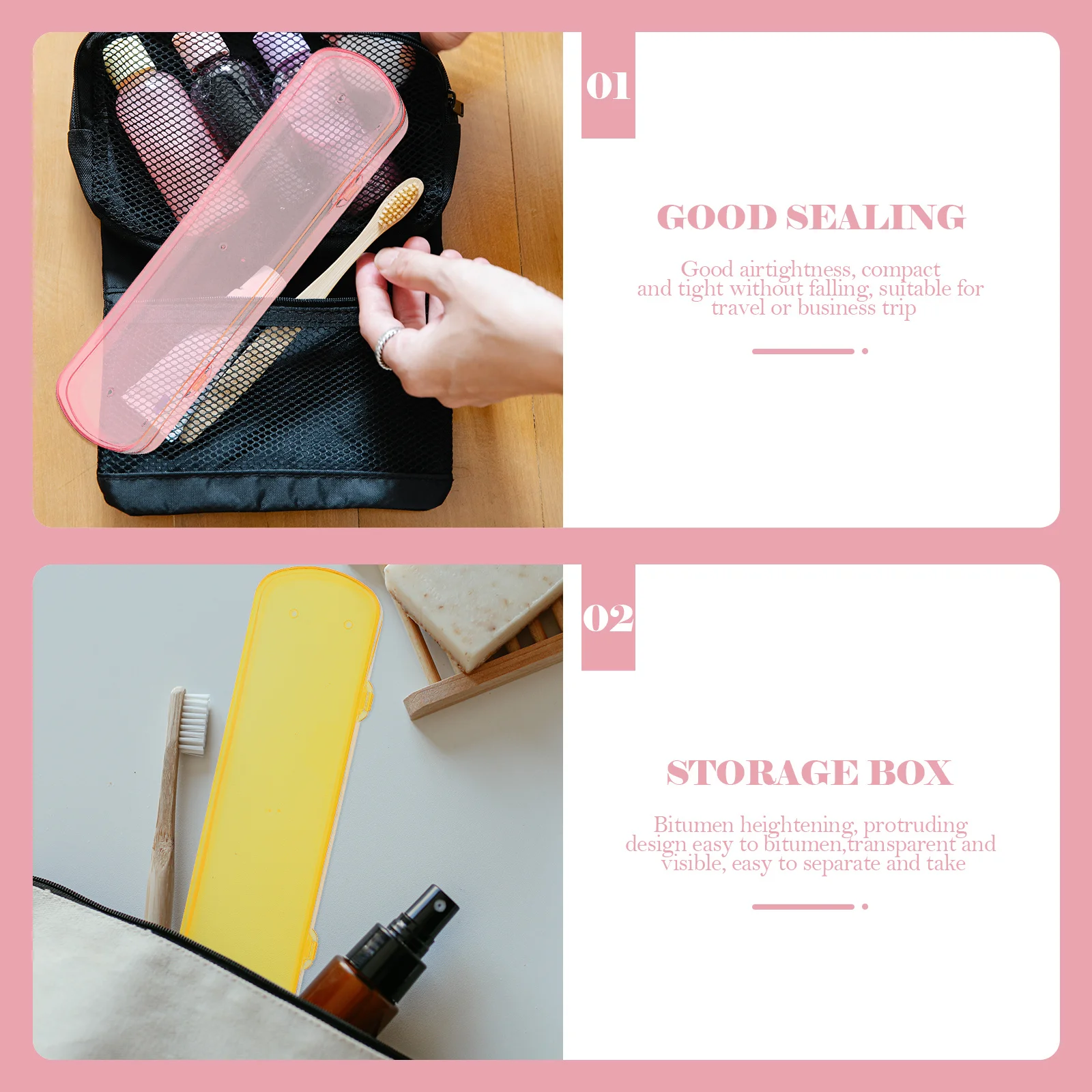 

4Pcs Toothbrush Travel Case Business Organizer Storage Box Exquisite Craftsmanship Long Service Life Toothbrush Travel Case