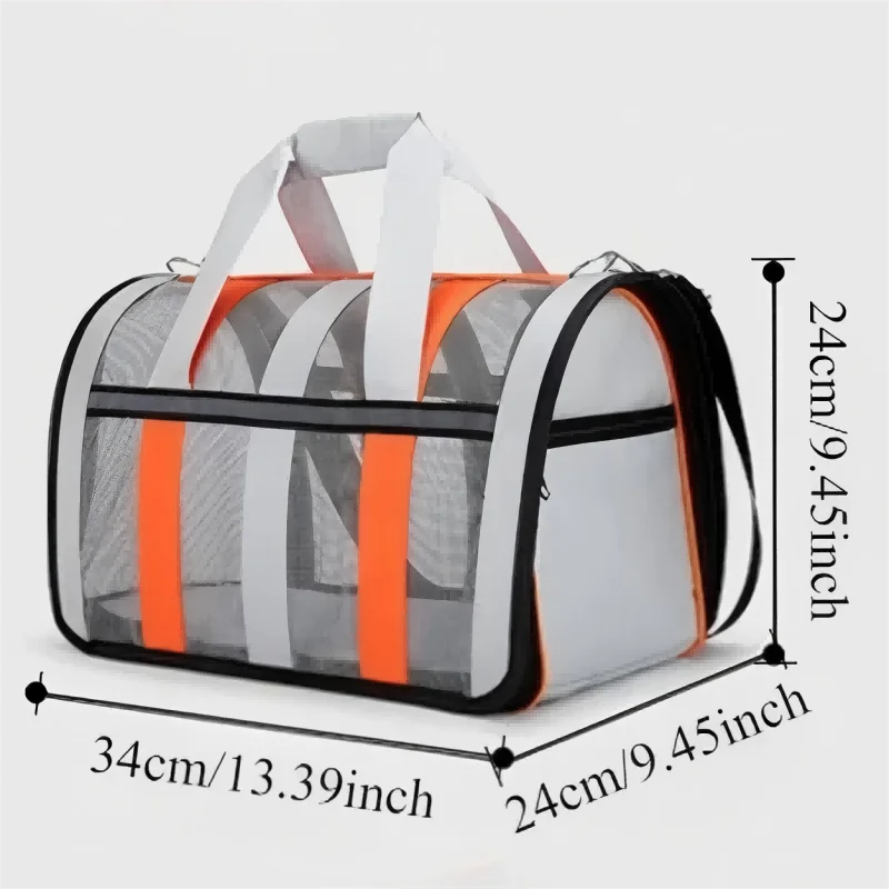 Faltbare, belüftete Haustier-Schultertasche aus Netzstoff, tragbare, atmungsaktive Handtasche für den Außenbereich, für Kätzchen, Welpen, kleine Hunde, Katzen – Detail 6