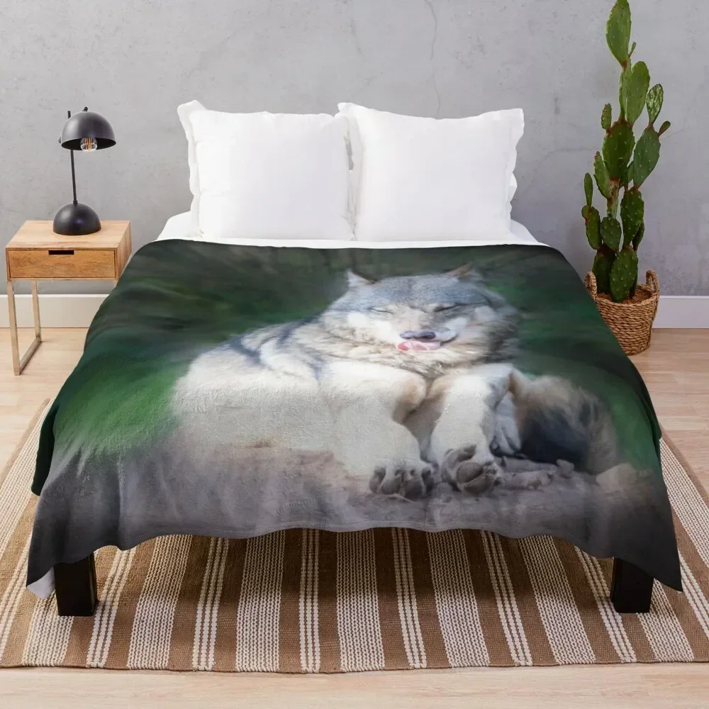 

Gift idea Wolf Throw Blanket Cozy Light Blanket for Travel Camping Picnic