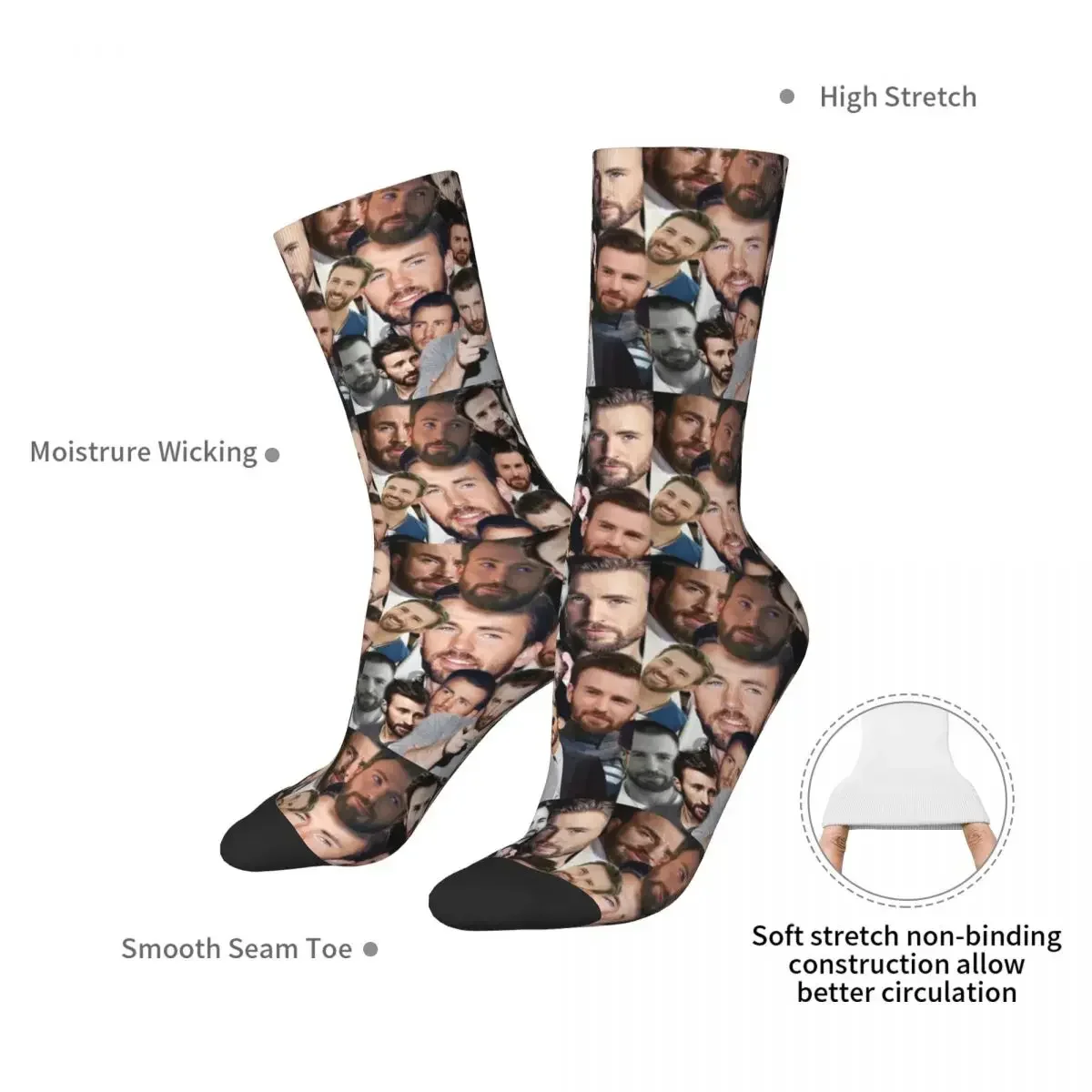 Chris Evans Collage Socks Harajuku High Quality Stockings All Season Long Socks Accessories for Unisex Gifts