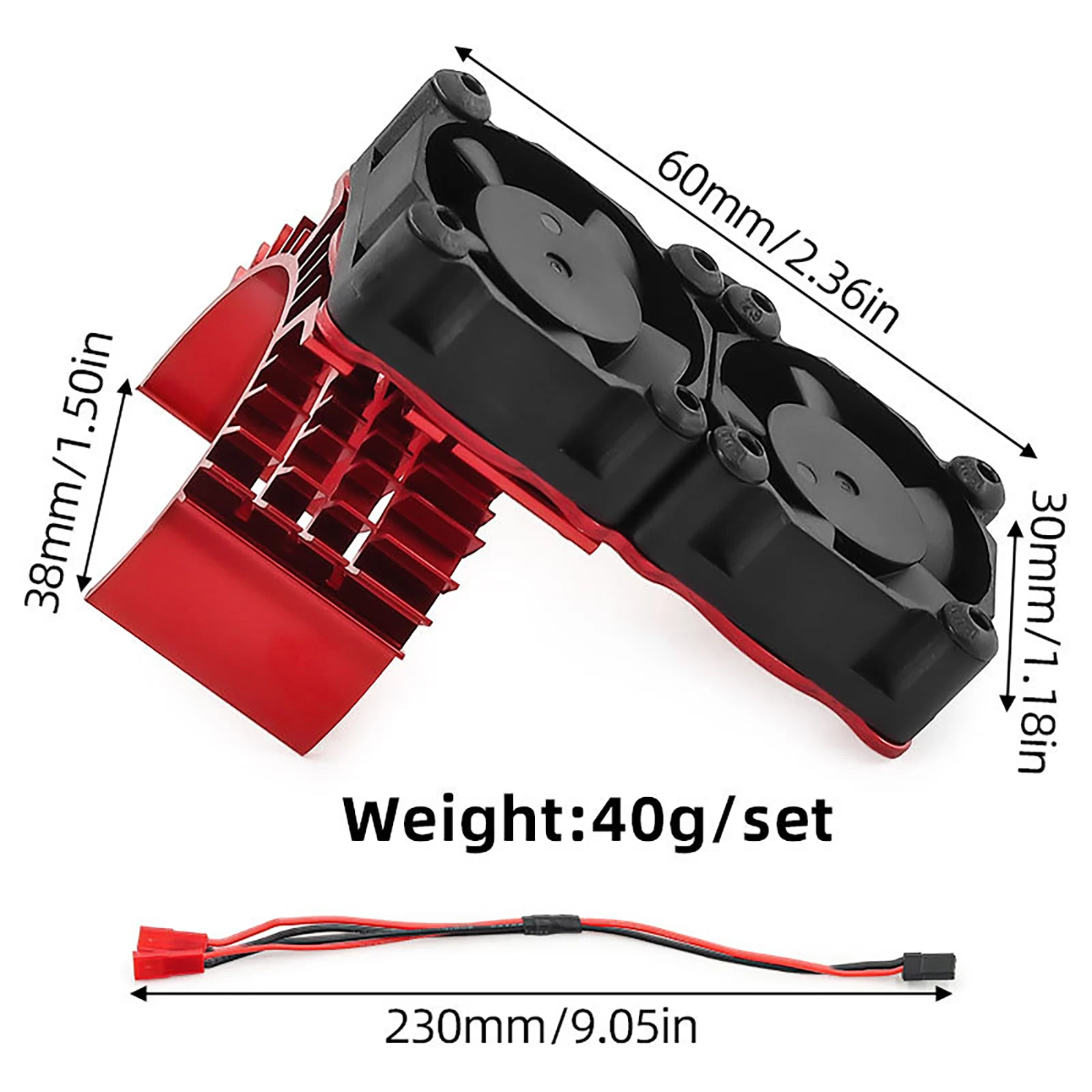 RC VXL-3S Motor Dual Fan Radiator for Traxxas Slash/Stampede/Rustler 4×4, 540/550 Motor High-Speed Radiator