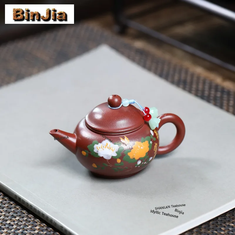 100ml Elegant Yixing Purple Clay Teapots Handmade Level Pot Raw Ore Red Leather Dragon Mud Tea Brewing Kettle Zisha Tea Set
