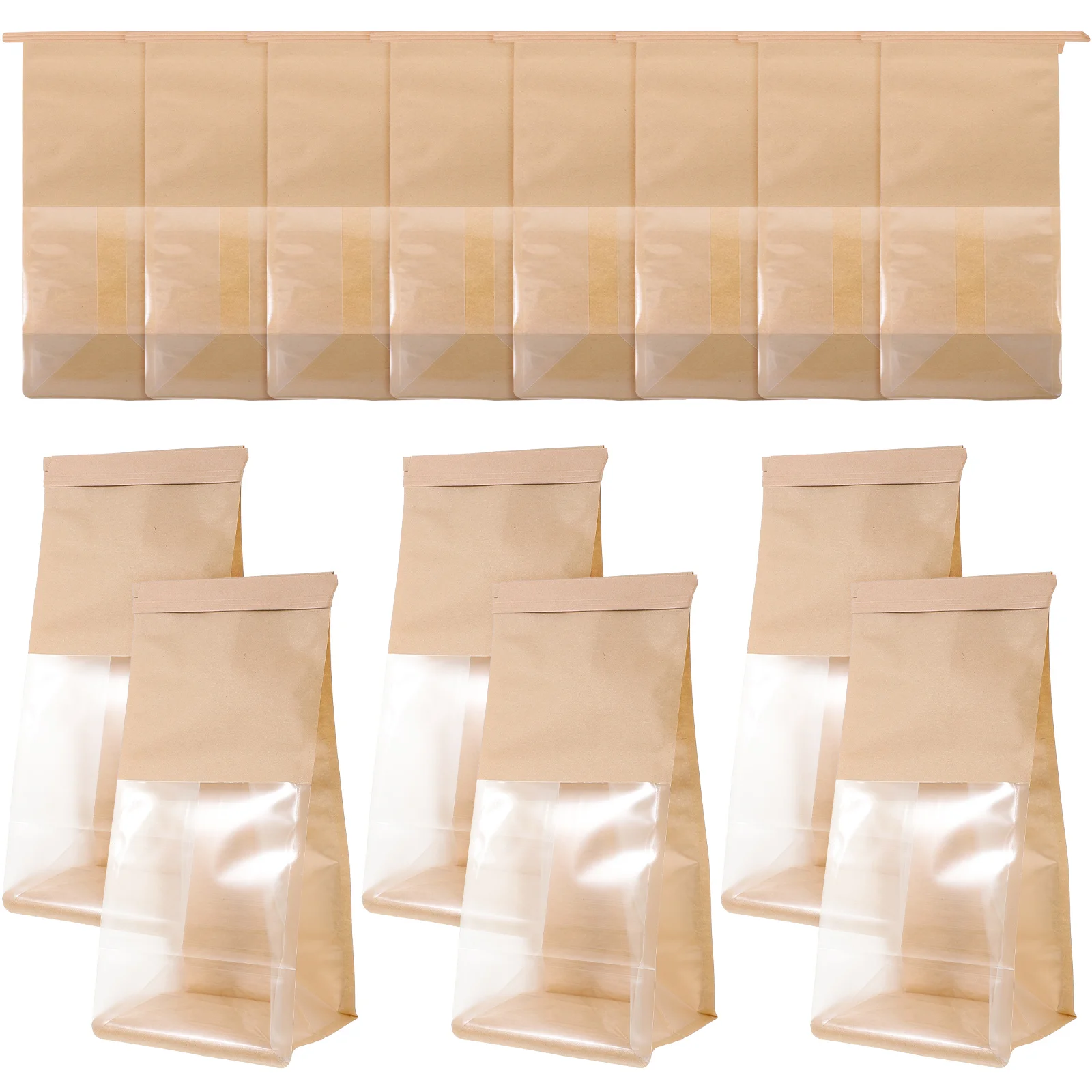 50 Pcs Toast Packaging Pouches Transparent Window Bread Baking Kraft Paper Bag 50pcs Small Size Bags with Package