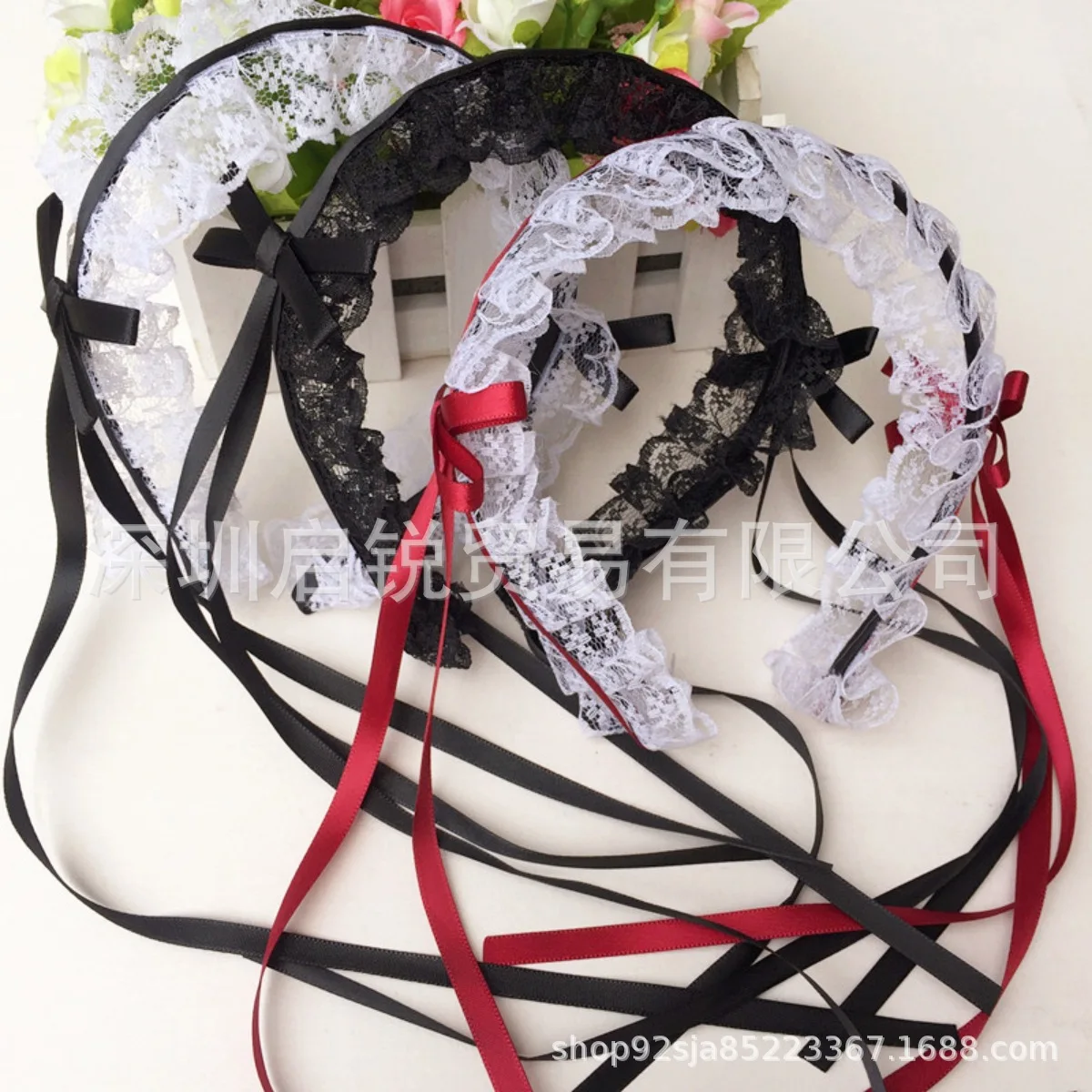 Lolita Headgear Headband Lolita Two-dimensional Cute Girl Soft Sister Lace Bow Streamer Cosplay