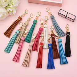 Luxury 5Pcs Long PU Leather Tassel Key Chain Ring Fringe Accessories DIY Decoration Curtain Bag Tassel sewing Accessories