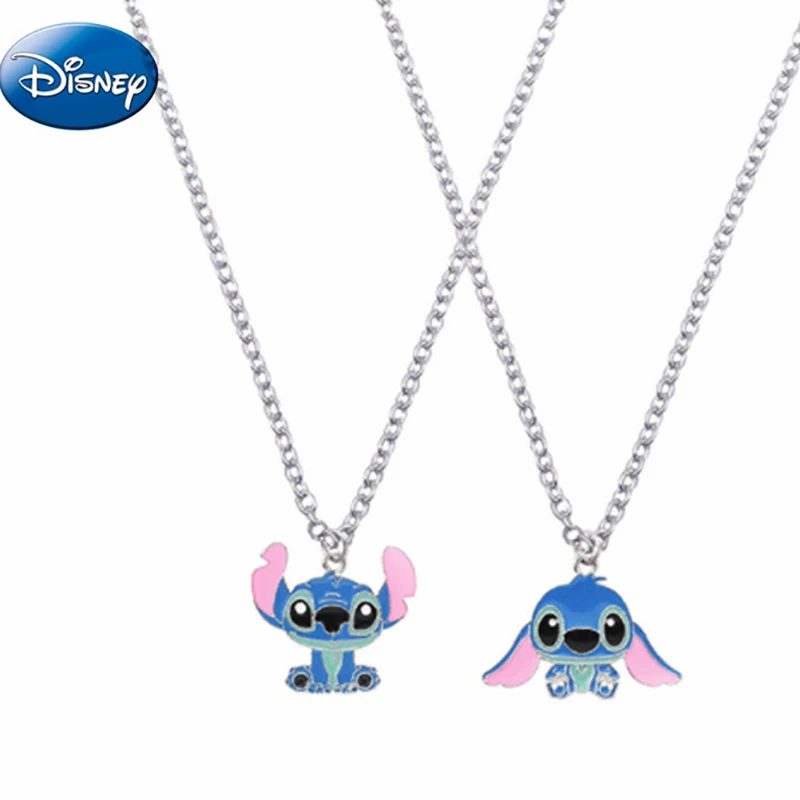 Disney Cartoon Necklace Lilo & Stitch Modeling Metal Necklace Anime Characters Stitch Kawaii Hip Hop Pendant Kids Gifts