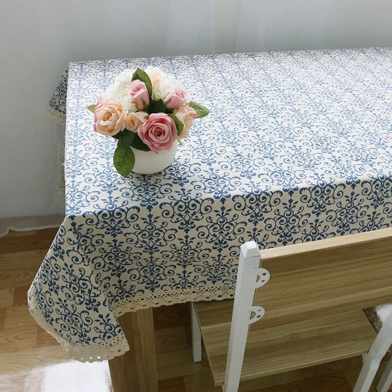 

Chinese Celadon Printed Tablecloth Classical Style Tablecloth Home Dining Decorations