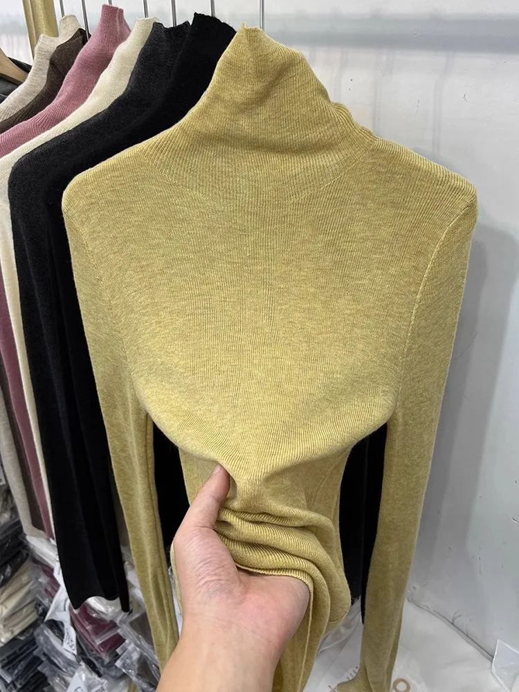 

Slim Fit Long Sve Knitted Base irt Women's Inner Wear Autumn Winter New Sle 2024 Crew Ne Pullover Sweater