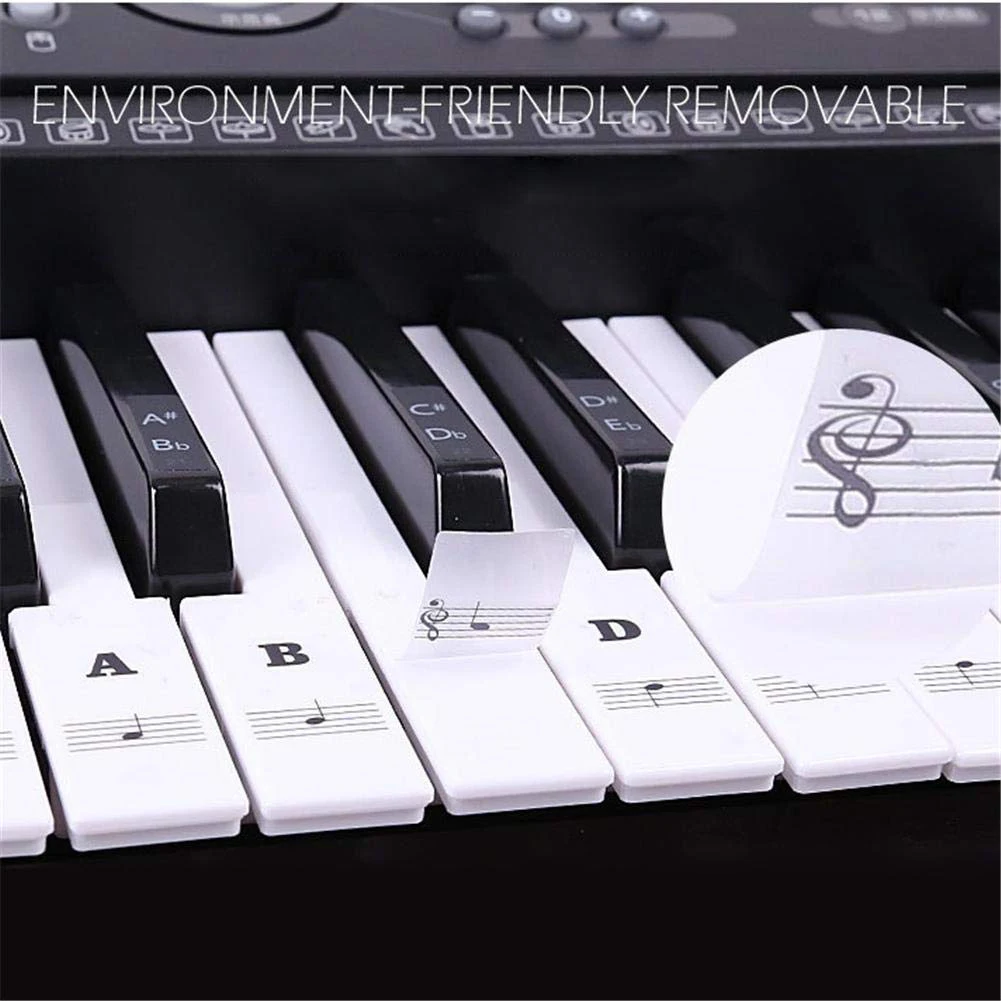 ABLB-88 Keys 61 Keys 54 Keys Transparent Piano Keyboard Stickers Electronic Keyboards Stickers Tabs Musical Notes Key Stickers