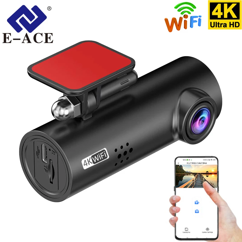 E-ACE 4K Car Recorder Dash Cam Black Box Supports WiFi Loop Recording 24H Parking monitoring Simple Installation Video Recorder